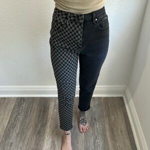 Checkered Black Women's Jeans